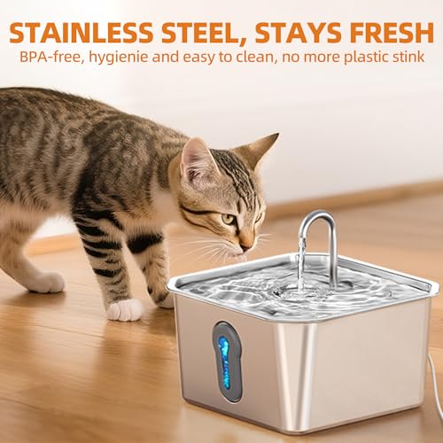4L Large Cat Water Fountain for Multiple Cats Pet Water Fountain for Drinking Watering Supplies Pets Dog Small Animal Automatic Cat Water Dispenser for Cats Quiet Indoor