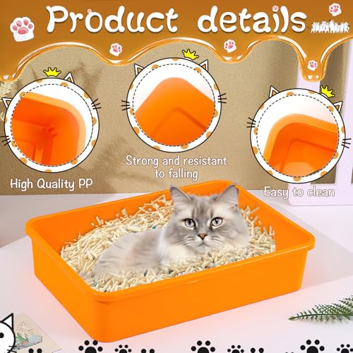Kitten Small Litter Box Set, 6 Pcs Plastic Kitten Litter Pan with 6 Scooper Cat Litter Box Cat Litter Box Travel Toilet for Small Pet Kitty Bunny Guinea Pig - color: A-color