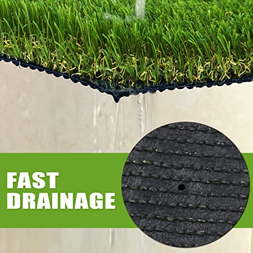 Premium Artificial Grass 3' x 5' Outdoor Rug, 1.38" Realistic Thick Turf for Garden, Yard, Fake Lawn, Dogs Synthetic Grass Mat, Rubber Backed with Drainage Holes, Customized Sizes - size: 3' x 5' (Rectangular)