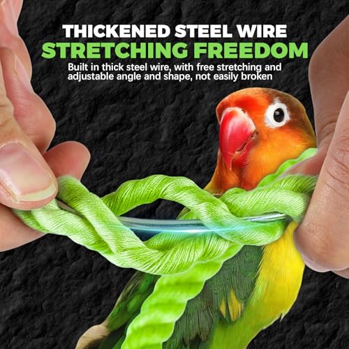 3PCS Bird Rope Perch for Parrots, Bird Cage Climbing Rope Toys Accessories,Bendable Climbing,Perch Swing,Stand Climbing Stand Toy for Cockatiels, Lovebirds, Budgies, Parakeets(11.8" 31.5" 55.1") - color: Green