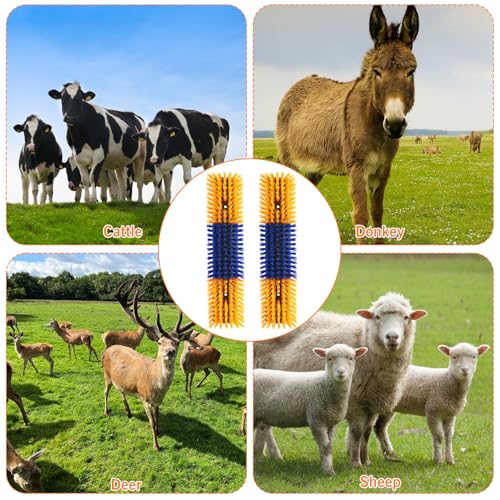 Livestock Scratch Brush With 24 Screws，Animal Back Scratching Brush for Cow,Cattle,Sheep, Horses,Pigs，Massage Grooming Tool (Yellow, 6pcs) - color: Yellow, size: 6pcs