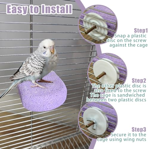 4Pack Bird Perch Stands Parrot Beak Grinding Stone Platform,Purple-S | Parakeet Foot Claws Trimmer,Calcium Perch Climbing Chewing Toys for Small Medium Birds Cockatiel Conure Lovebird Budgie - color: 4Pack Purple | S
