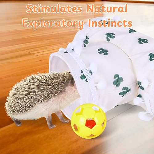 Hedgehog Hideout Tunnels with Bell Ball Toy, Hedgehog Tunnels with 2pcs Toys For Hedgehogs, Small Animal Tunnel Tubes Toy For Hamster Guinea Pig Chinchilla Rabbit, Hedgehogs Accessories (White Tunnel) - color: White Tunnel