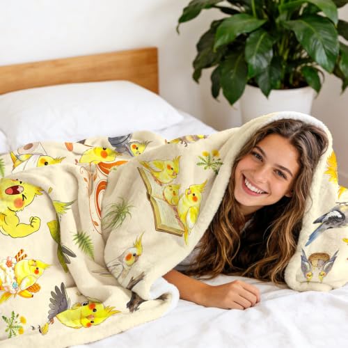 Parrort Bird Blanket Gifts for Girls Women Parrort Lovers Soft Warm Flannel Cockatiel Throw Blanket Cute Birthday Gifts Decor 50"x40" - color: Yellow Parrot