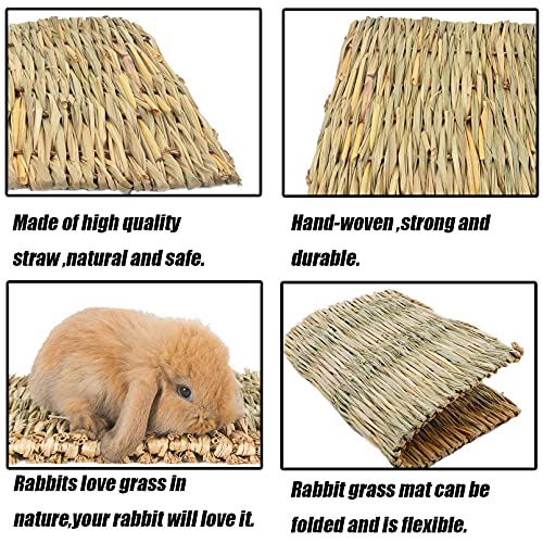 Tfwadmx 6 Pcs Rabbit Grass Mats 16''x11''Large Natural Woven Seagrass Mat Bunny Sleep Bed for Chinchillas Guinea Pigs Ferret Hamster Squirrel and Small Animals - size: 16.0''x11''(6pcs)