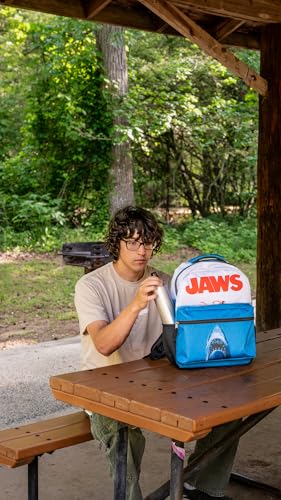 JAWS Movie Poster Backpack, 16 x 12 x 5 Inches, Shark School Bag with Laptop Pocket, 50th Anniversary Edition - color: Jaws