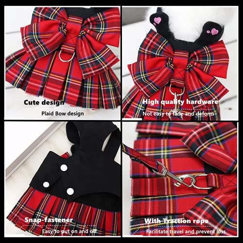 Dog Dress,Dog Harness and Leash Set,Puppy Cat Bunny Rabbit Clothes for Small Large Dogs Dresses - color: Red, size: Medium