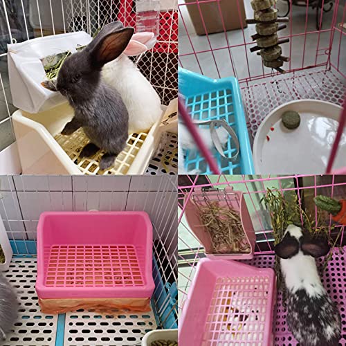 kathson Rabbit Litter Box Trainer Small Animal Potty Corner Toilet with Drawer Pet Cage Pan Litter Bedding Box for Adult Guinea Pig Hamster Bunny Ferret Galesaur Mouse Squirrel (Pink) - color: Pink