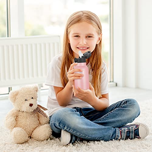 Han's Bottle Kids Water Bottle with Straw Lid - Insulated Stainless Steel Reusable Tumbler for Girls,Boys,Thermo Mug,17oz,Blush - color: Blush, size: 17 Ounces
