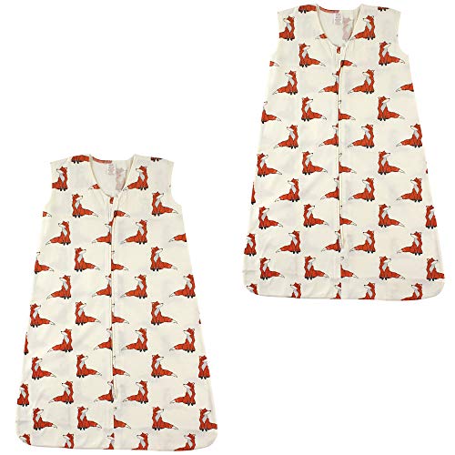 Touched by Nature Baby Organic Cotton Sleeveless Wearable Sleeping Bag, Sack, Blanket, Boho Fox 2-Pack, 6-12 Months - color: Boho Fox 2-pack, size: 6-12 Months