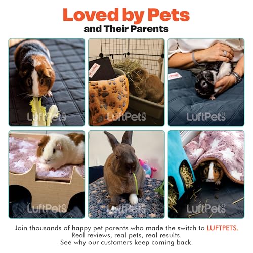 LUFTPETS Guinea Pig Cage Liners 5 Pcs, Washable Midwest Pads & Fleece Mats | 2 Absorbent Bunny Pee Pads 47x24, 3 Fleece Blankets. Hay Shakes Off. Non-Slip. Waterproof Rabbit Bedding - size: Midwest 5 Pack