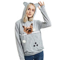 Womens Pet Carrier Sweater Dog Cat Pouch Hoodies Plus Size Tops - color: Grey, size: Small