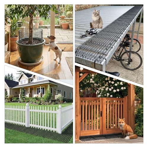 Cat Scat Mat with Spikes for Garden 6.5 Feet Cat Deterrent Mat | with Gentle Spikes for Dogs and Raccoons, with 8 Ground Stakes & 8 Zip Ties, 78.74" x 11" (Black 2 Pcs) - color: 2Pcs-Black