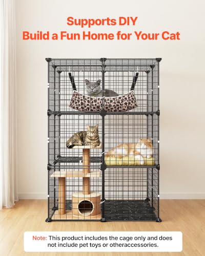 VEVOR Cat Cage 3-Tier 27.99"x27.99"x40.98" DIY Cat Playpen with Hammock, Indoor Enclosure Detachable Metal Wire Kennel Crate, Large Exercise Place Ideal for 1-2 Cats, Kittens and Small Animals, Black - size: 28.0"L x 28.0"W x 41.0"H