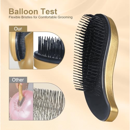 Small Dog Brush, Skin-friendly Soft Bristles (Rose Gold) | Puppy Hair Brush, Massage and Bath Supplies, Pet Grooming Tool for Teddy, Yorkies, Maltese, Shih Tzu, Chihuahua - color: Rose Gold