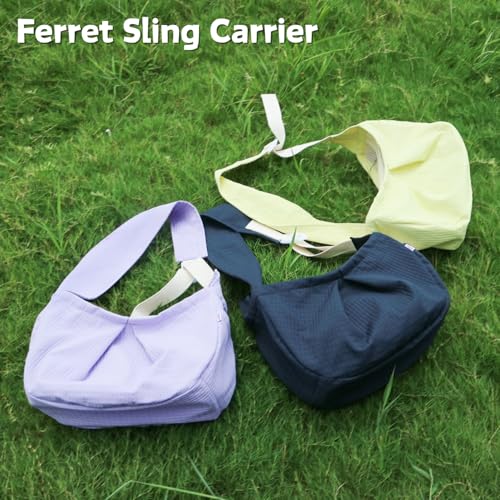 Ferret Sling Carrier - Pet Carrying Bag with Adjustable Strap Hands Free Shoulder Bag Crossbody Travel Slings Soft Small Animal Bonding Pouch Front Backpack for Ferret Rabbit Puppy Kitten (Dark Blue) - color: Dark Blue