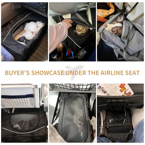 ‌Petsfit Airline Approved Pet Carrier for Small Dogs & Cats, 19x9x12 TSA Approved Carrier, with Removable Dual-Sided Padding (2-Way Placement) - Fits Under Most Airplane Seats, Escape Proof (Black) - color: Black, size: 19"L x 9.0"W x 12.0"H