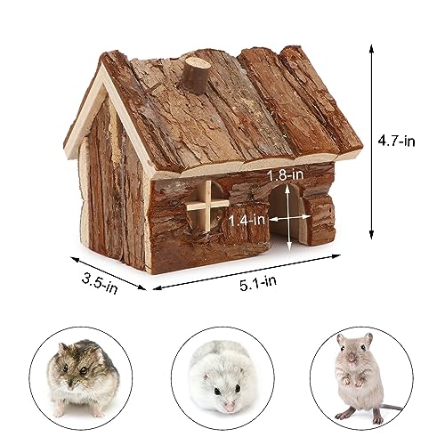 Wontee Hamster Wood House Hamster Hideout Hut for Dwarf Hamsters Mice Small Gerbils (Small)