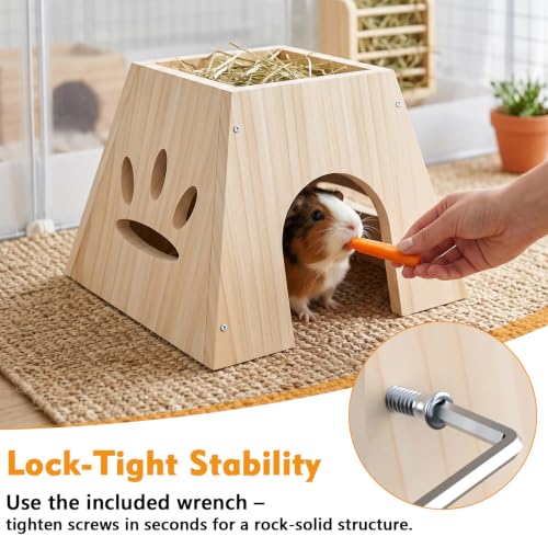 XiaZ Guinea Pig Hideout,Cute Guinea Pig House,Sturdy Small Animal House with Large Front Cave, Side Ventilation Holes, Thick Durable Wood,Habitat Hideout for Dwarf Rabbit, Hamster, Chinchilla - size: style1:7.5 x 9.4 x 9.4 inches