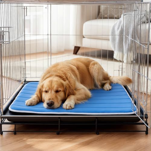 Dog Cooling Mat, Cold Memory Sponge Cooling Mat for Dog, Foldable Crate Pet Bed & Non-Slip, (Q-Max > 0.45) Long-Lasting Cool & Keep Your Pet Cool (Medium - 27.5x19.6 Inch) - size: Medium - 27.5 x 19.6 Inch