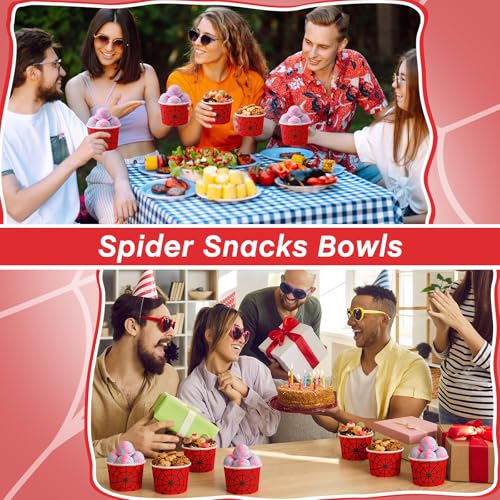 Jingmore 100 Pcs Ice Cream Paper Cups Bulk 8 oz Disposable Dessert Bowls for Hot or Cold Food Snack Treats Gift for Birthday Summer Party Favor Decoration(Red Spider) - style: Red Spider