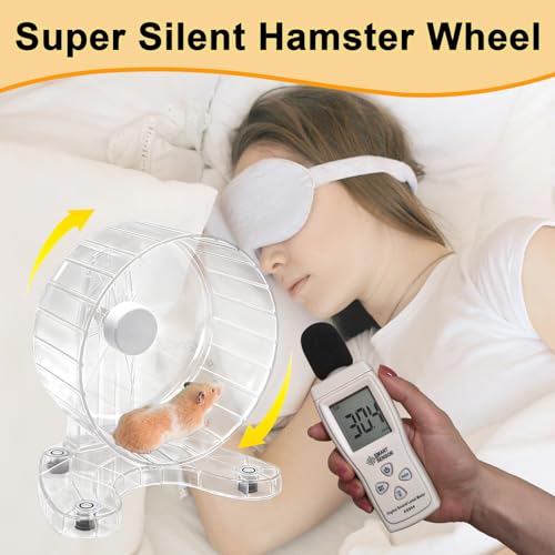 Hamster Wheel, 6.5" Super-Silent Exercise Wheels, Dual-Bearings Quiet Spinner Running Wheels, 3 Installation Methods, Fits Any Hamster Cage, Hamsters Toy for Dwarf Hamsters, Gerbils, and Small Pets. - color: Transparent, size: Small