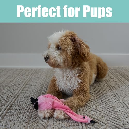 SPOT Skinneeez Flamingo 13 Inch Stuffing-Free Plush Squeaky Dog Toy – Soft Interactive Chew Toy for Small and Medium Dogs – Mess-Free Play for Light & Moderate Chewers - style: Mini Flamingo