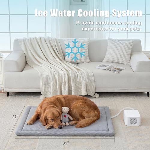 Pet Pad Cooling System for Summer, Consistent Cooling Water Mat for Dogs and Cats, No Refrigeration or Chemical Gel Needed, Machine Washable Bed, Ideal for Home and Crates (Gray, XL) - size: 39"L x 27"W x 1.5"Th
