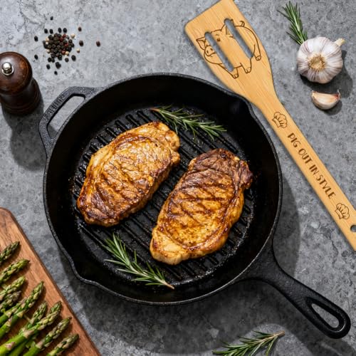 GLOBLELAND 6 Pcs Cute Pigs Wooden Spoons Utensil Set | Bamboo Carving, Engraved Cooking Spatula, Foods Bacon Design, Kitchen Cooking Utensils, House Warming Gift - color: Pig