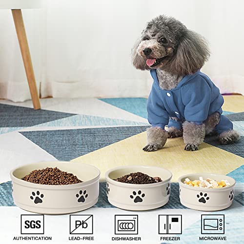 Sweejar Ceramic Dog Bowls with Paw Pattern, Dog Food Dish for Small Dogs, Porcelain Pet Bowl for Water 16 Fl Oz (Beige) - color: Beige, style: Paw Pattern,5.5"x2.2"(16 Fl Oz)