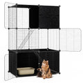 PETSITE Cat Cages Indoor, 3-Tier DIY Cat Enclosure with 2 Ladders, Detachable Metal Wire Kennel Catio with 3 Lockable Doors, Ideal for 1-3 Cats or Other Small Animals, 29 x 18.5 x 43 in