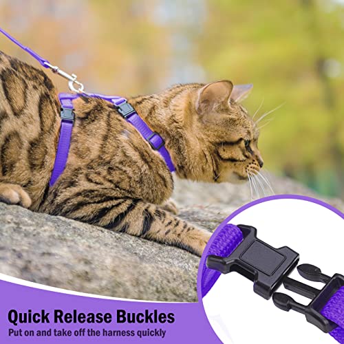 PUPTECK Adjustable Cat Harness and Leash Set Escape Proof Kitten Strap Collar for Walking Travel, Purple - color: Purple, size: Small