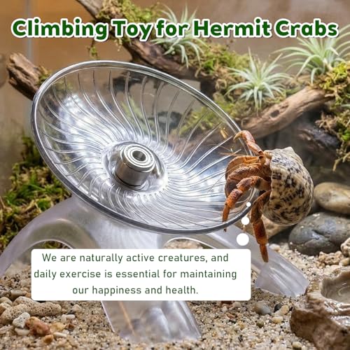 Hermit Crab Exercise Wheel Hamster Flying Saucer Silent Running Exercise Wheel Hermit Crab Climbing Toys Small Animal Active Play and Exercises Accessory for Hamster Crabs Gerbils Hedgehogs