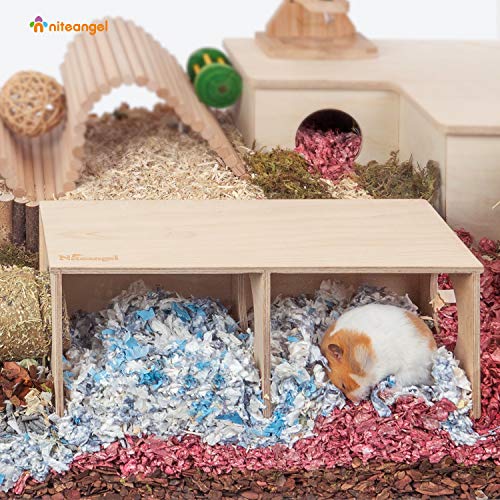 Niteangel Hamster Secret Peep Shed 2-Chamber Hideout & Tunnel Exploring Toys (Large - for Syrian Hamster) - size: Large - for Syrian Hamster