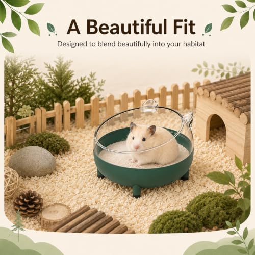 Meow&Woof Hamster Sand Bath Container, Large Sandbox Toilet Gerbil Batheoom, Tiny Chinchilla Dust Bathtub Sand Bath Box for Hamster Cage Accessories 5.2 Inch-Dark Green - color: Dark Green