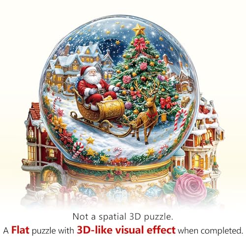 Christmas Crystal Ball Puzzles Adults Gifts Wooden 190 Pieces 11.4 * 11in - color: Christmas Crystal Ball, size: Medium