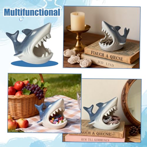 Shark Shaped Ceramic Bowl, Cute Ocean-Themed Storage Container, Versatile Organizer for Jewelry, Candy, Snacks