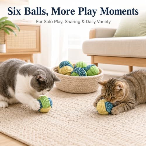 No Catnip Cat Toy Balls, 6 Pack Crinkle Chew Toys for Indoor Cats (Lime) - color: Lime