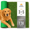 THREE ORANGES Artificial Grass Outdoor 3x5 FT, 1.35 Inch Thick Soft Fake Grass Turf Mat with Drainage Holes, Artificial Turf Grass Rug for Dogs, Balcony Patio Garden Lawn - size: 3X5FT