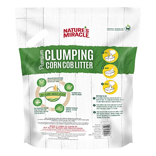 Nature’s Miracle Premium Clumping Corn Cob Litter, 10 Pounds, Made with Real Corn Cob for Fast-Clumping Litter for Multi-Cat Households (Pack of 2) - size: 10 lb (Pack of 2)