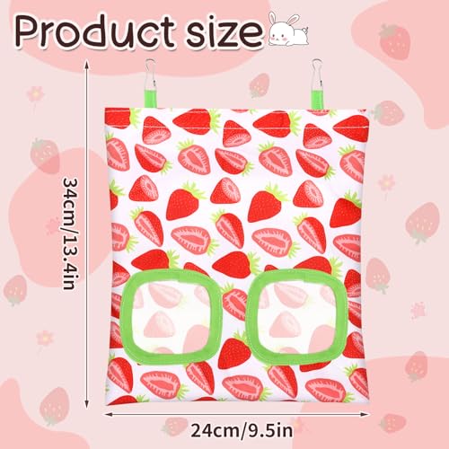 UPINS 3Pack Guinea Pig Hay Feeder Bag,Bunny Rabbit Cage Bag Hanging Holder | Guinea Pig Cage Feeder,for Bunny Rabbits,Chinchillas,Hamsters,Small Pets,and Animals - color: Red Pink Yellow