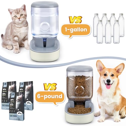 2 Pack Automatic Cat Feeder and Water Dispenser Pet Dog Gravity Feed Bowl | Automatic Cat Feeder and Water Dispenser Pet Feed Bowl Dog Gravity Food Feeder & Waterer Set for Small Medium Pup Kitty