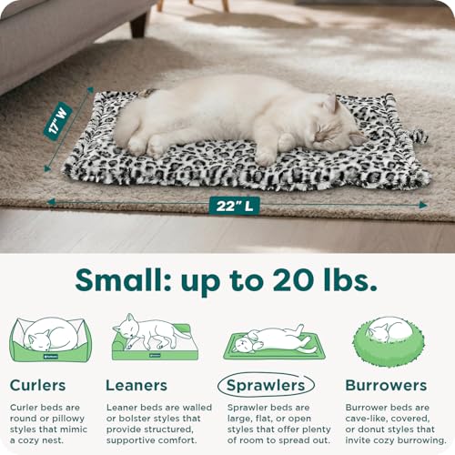 Furhaven ThermaNAP Self-Warming Cat Bed for Indoor Cats & Small Dogs, Washable & Reflects Body Heat - Quilted Faux Fur Reflective Bed Mat - Snow Leopard, Small - color: Snow Leopard, size: Small - 22"L x 17"W