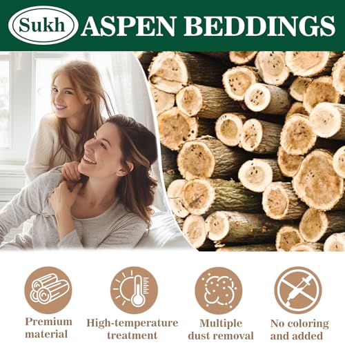 Sukh Hamster Bedding - Aspen Shavings Small Animal Pet Bedding | Aspen Bedding for Small Animals, Guinea Pigs, Rabbits, Hamsters, Gerbils, Chinchillas, Rats, Mice, Snakes & Hedgehogs, 14 OZ