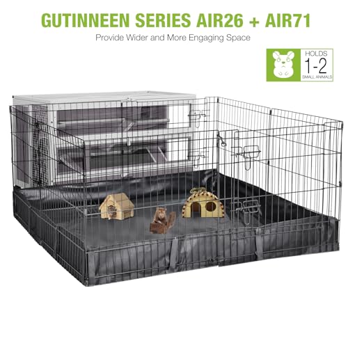 GUTINNEEN Guinea Pig Cages - Metal Iron Frame, Hamster Cage with Chew-Proof Aluminum Edges, Movable Small Animal Hideout with Leak-Proof Tray, White - color: White