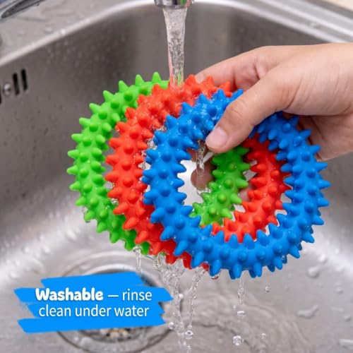 Hedgehog Rings Spiky Sensory Bracelet for Kids & Adults, 3 Pack - style: Fidget Rings Blue Neon Green Orange
