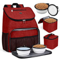 BAGLHER丨Dog Travel Bag, Airline Approved Pet Supplies Backpack, Dog Travel Backpack with 2 Silicone Collapsible Bowls and 2 Food Baskets - color: Red-A