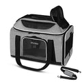 Top-Expandable Small Pet Carrier 17"x11"x9.5" Airline Approved | for Alaska Airlines, Lockable Safety Zippers and Anti-Scratch Mesh, Soft-Sided, Pets Under 10 Lbs, Grey - color: Grey, size: 17.0"L x 11.0"W x 9.5"H
