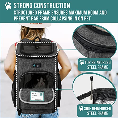 PetAmi Dog Backpack Carrier, Airline Approved 4-Way Entry Cat Backpack Carrier, Ventilated Mesh, Collapsible Pet Carrier for Small Puppy, Kitten, Hiking, Travel Car, Vet, up to 18 lbs, Charcoal Gray - color: Charcoal