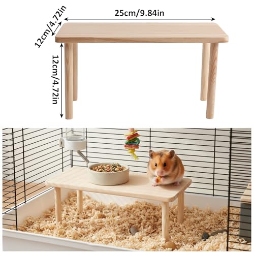 cobee 9.84x4.72x4.72in Hamster Play Wooden Platform, Hamster Cage Platform Hamsters Hideout Decorations Cage Accessories Small Animal Wood Stand for Mice Hamsters Squirrel Small Animal
